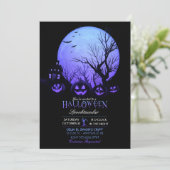 Invitation Halloween Éffrayant Dark Pleine lune Jack-o'-lante (Debout devant)