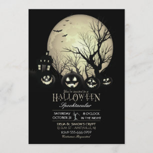 Invitation Halloween Éffrayant Dark Pleine lune Jack-o'-lante