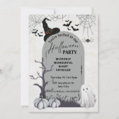 Invitation Halloween Éffrayant de fantôme gris noir (Devant)