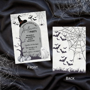Invitation Halloween Éffrayant de fantôme gris noir