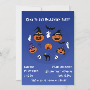 Invitation Halloween Éffrayant de la famille Jack-o'-lantern