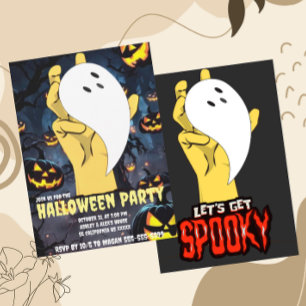 Invitation Halloween Éffrayant double face personnalisée