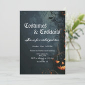 Invitation Halloween éffrayant Et Citrouille (Debout devant)