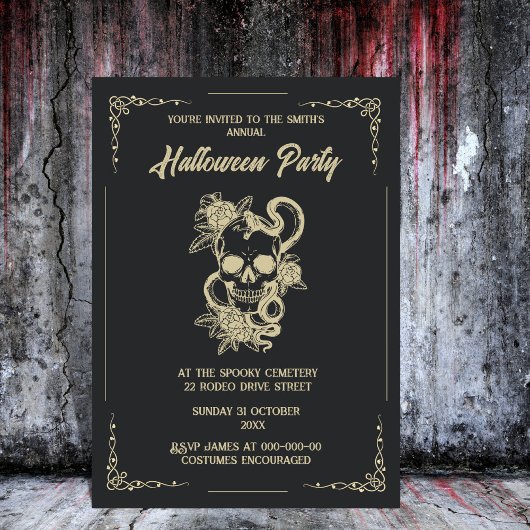 Invitation halloween éffrayant gothique vintage