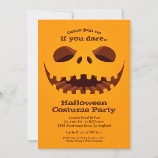 Invitation Halloween éffrayant Jack o' Lantern (Devant)