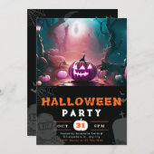 Invitation Halloween effrayant Jack-O' Lantern Forest (Devant / Derrière)