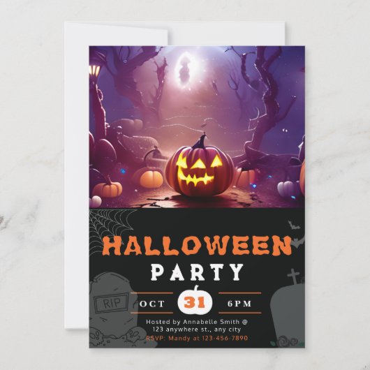 Invitation Halloween effrayant Jack-O' Lantern Forest (Devant)