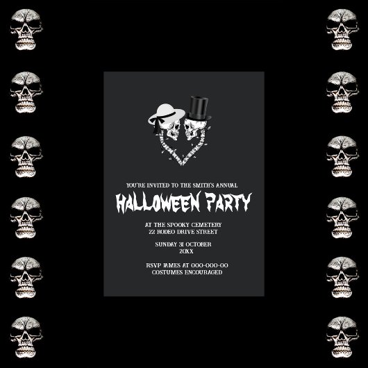 Invitation halloween éffrayant noir et blanc