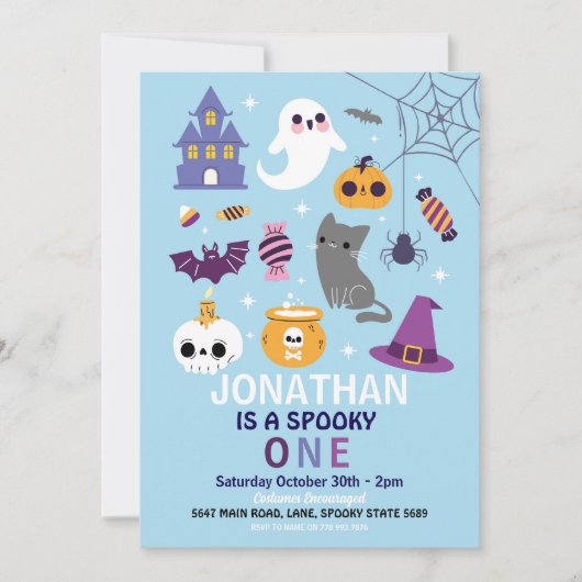 Invitation Halloween Éffrayant ONE 1er anniversaire de fête g (Devant)