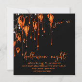 Invitation Halloween éffrayant orange et noir peint blanc (Devant)