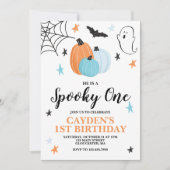 Invitation Halloween Éffrayant un 1er anniversaire Citrouille (Devant)