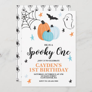 Invitation Halloween Éffrayant un 1er anniversaire Citrouille