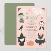 Invitation Halloween Éffrayant un premier anniversaire Invita (Devant / Derrière)