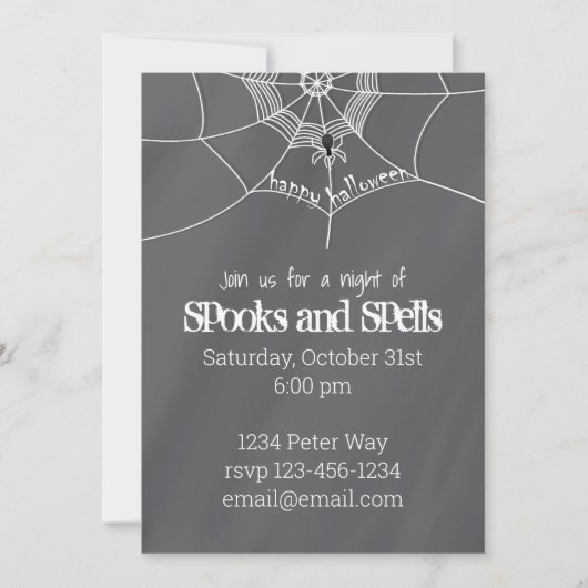 Invitation Halloween Éffrayante effroi Spider Web Fun Party (Devant)