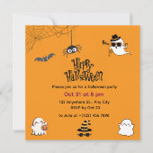 Invitation Halloween Éffrayante et mignonne (Devant)