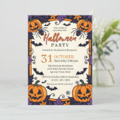 Invitation Halloween éffrayante Jack-O'Lanterns Araignées et (Debout devant)