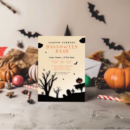 Invitation Halloween éffrayante Silhouette Hauné Graveyard