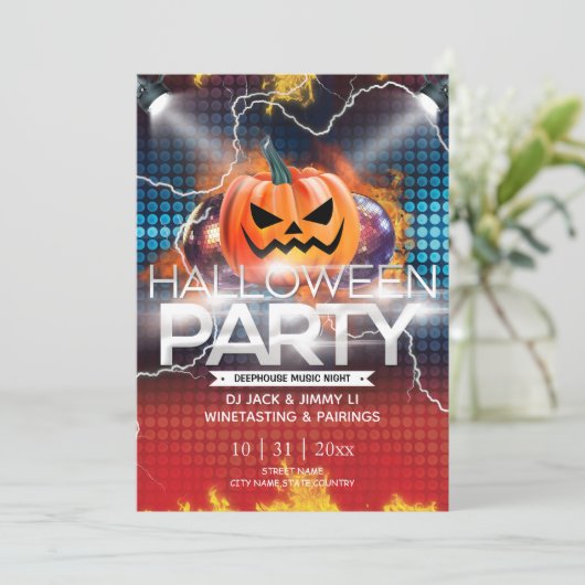 Invitation Halloween électronique à effet néon Jack-O-Lantern (Debout devant)
