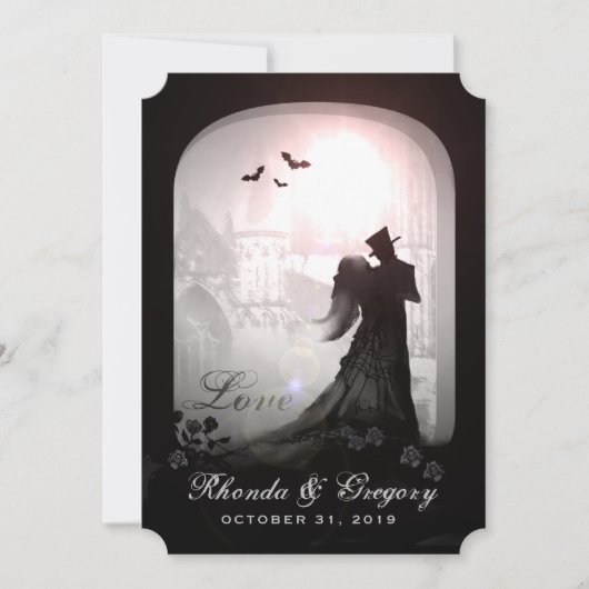 Invitation Halloween Elegant Love Silhouette Avec (Devant)