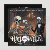 Invitation Halloween élégante, robe de squelette, danse et co (Devant / Derrière)