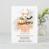 Invitation Halloween en verre de vin citrouille (Debout devant)