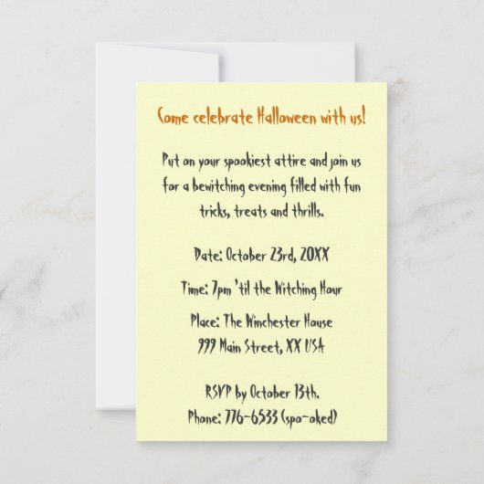Invitation Halloween enchantant vintage (Dos)