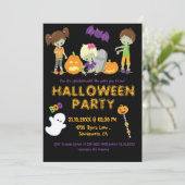 Invitation Halloween Enfants Zombies Citrouille Fête Éffrayan (Debout devant)