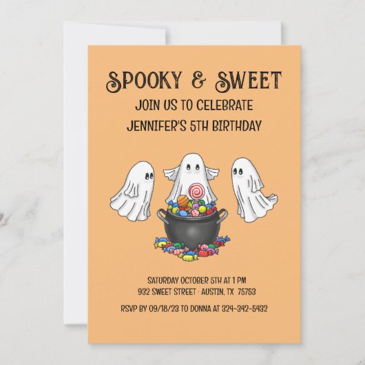 Invitation Halloween épouvantable et doux (Devant)