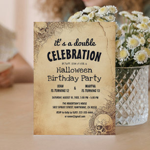 Invitation Halloween Et Sculls Double Anniversaire
