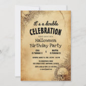 Invitation Halloween Et Sculls Double Anniversaire (Devant)
