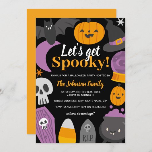 Invitation Halloween Faisons la Éffrayante (Devant / Derrière)