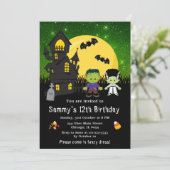 Invitation Halloween Fancy Robe Anniversaire Monstres Vert (Debout devant)