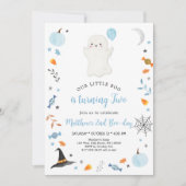 Invitation Halloween fantôme bleu 2e anniversaire (Devant)
