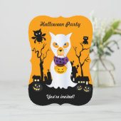 Invitation Halloween fantôme chien enfant va à tour de rôle (Debout devant)