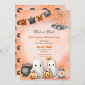Invitation Halloween fantôme mignon (Devant / Derrière)