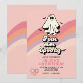 Invitation Halloween Fantôme Rétro Quatre Anniversaire Éffray (Devant / Derrière)