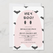 Invitation Halloween Fantôme Rose N'Importe Quelle Année Anni (Devant)