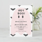 Invitation Halloween Fantôme Rose N'Importe Quelle Année Anni (Debout devant)