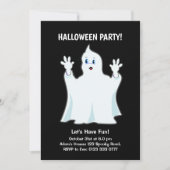 Invitation Halloween Fantôme sur fond Noir (Devant)