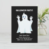 Invitation Halloween Fantôme sur fond Noir (Debout devant)