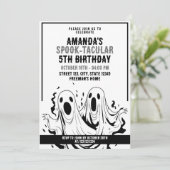 Invitation Halloween Fantômes Éffrayants noirs et blancs Anni (Debout devant)