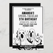 Invitation Halloween Fantômes Éffrayants noirs et blancs Anni (Devant / Derrière)