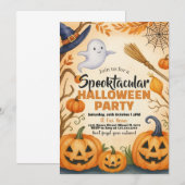 Invitation Halloween | Fantômes et cimetière hanté (Devant / Derrière)