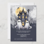 Invitation Halloween fantômes et maison hantée (Devant)