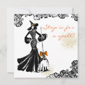Invitation halloween fashionillustration avec motif de dentel (Devant)