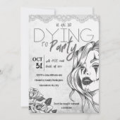 Invitation Halloween féminin moderne noir et blanc (Devant)