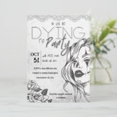 Invitation Halloween féminin moderne noir et blanc (Debout devant)