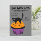 Invitation Halloween fête cupcake chat noir et orange (Debout devant)