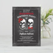 Invitation Halloween fête d'anniversaire adulte gothique noir (Debout devant)