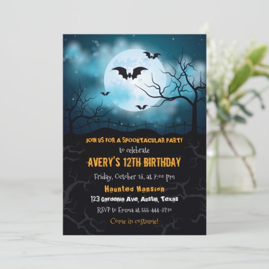 Invitation Halloween, fête d'anniversaire Hallowee (Debout devant)